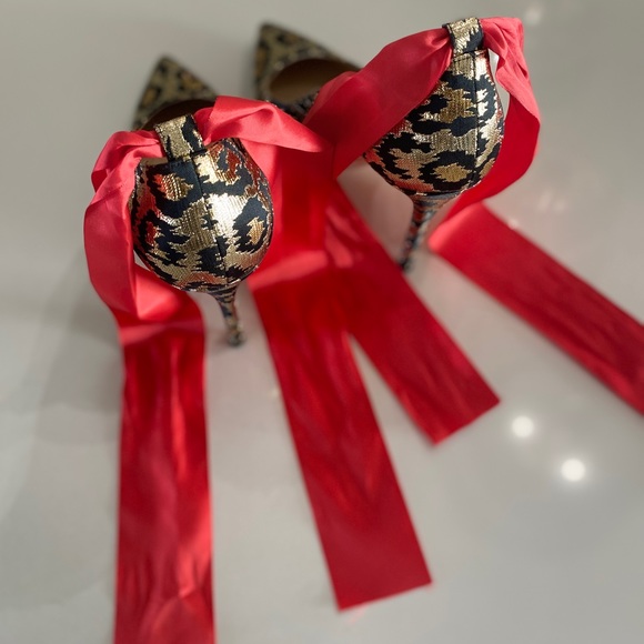 Designer Alessandra Rich leopard print jacquard pumps - Picture 3 of 5